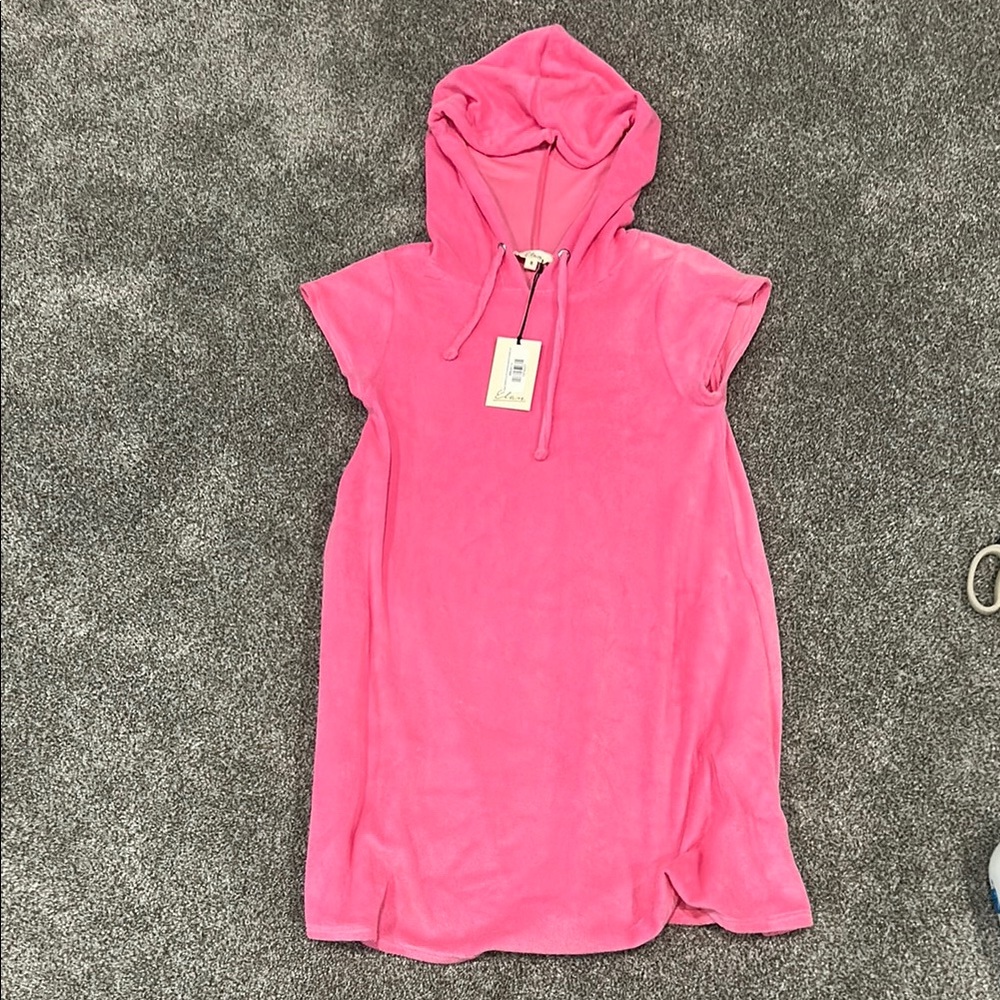 Elam NWT Pink Hooded Swim Dress/coverup. Terry cloth